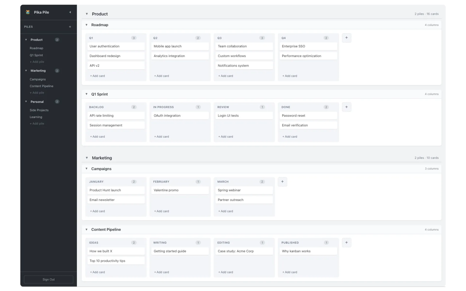 Screenshot of Pika Pile