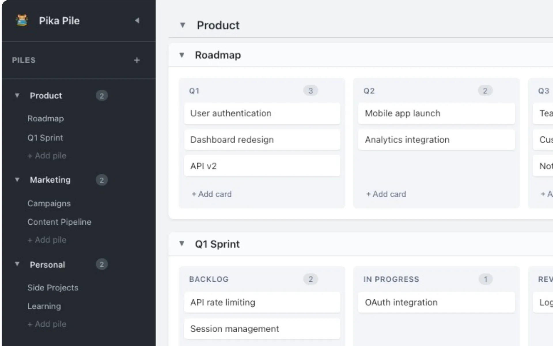 Pika Pile roadmap example